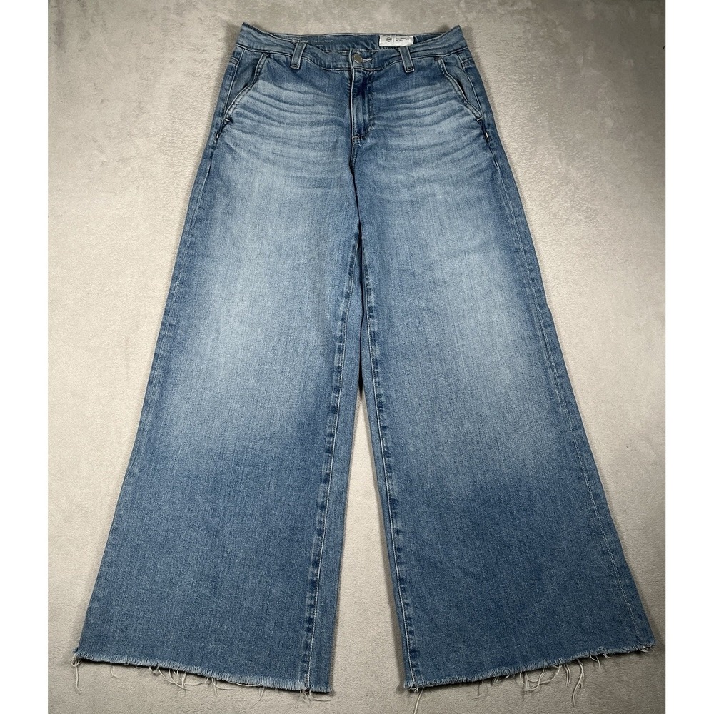 AG Adriano Goldschmied Stella Ankle Low Slung Palazzo Jeans Size 25 Wide Leg Raw